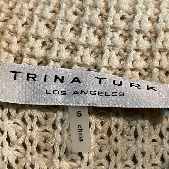 Trina Turk cream loose knit cowl neck sweater, size S - Picture 3 of 5